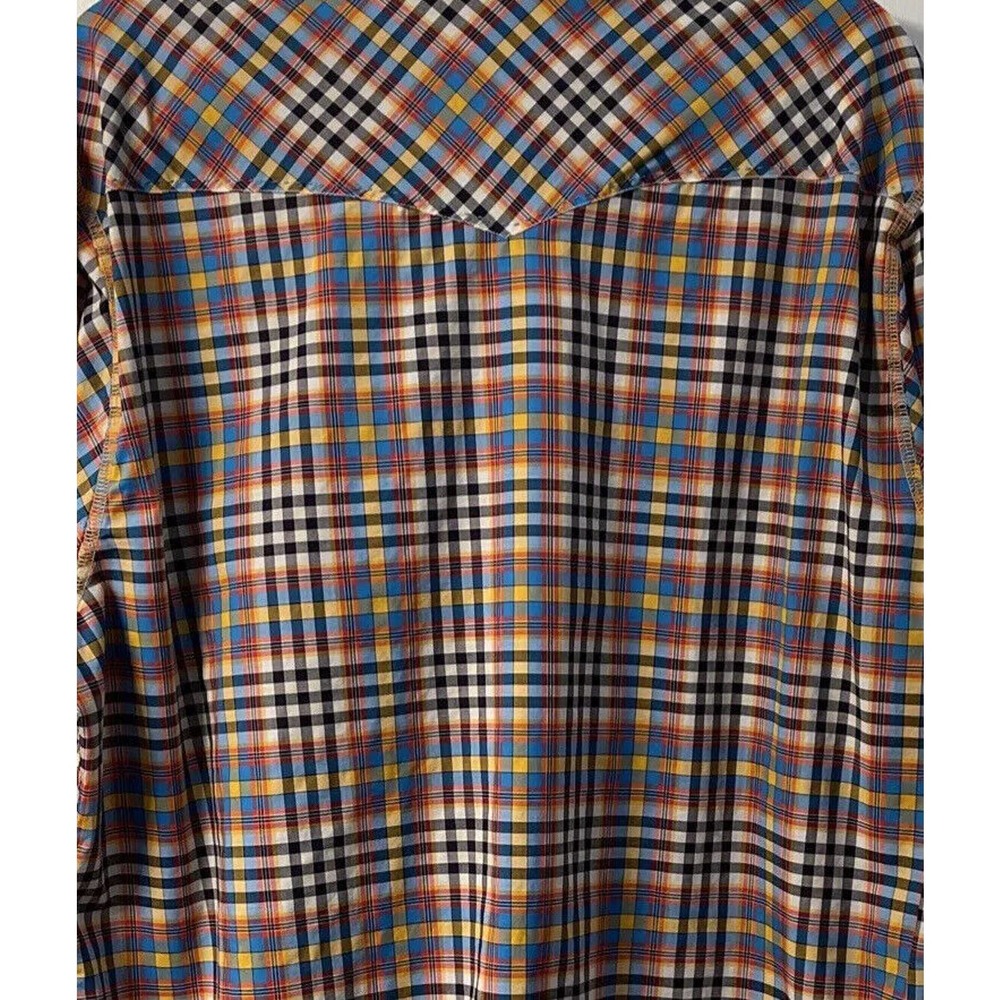 Bugatchi ShapedFit XL Men's Plaid Long Sleeve Snap Front Shirt TopStitch Western - Picture 6 of 14